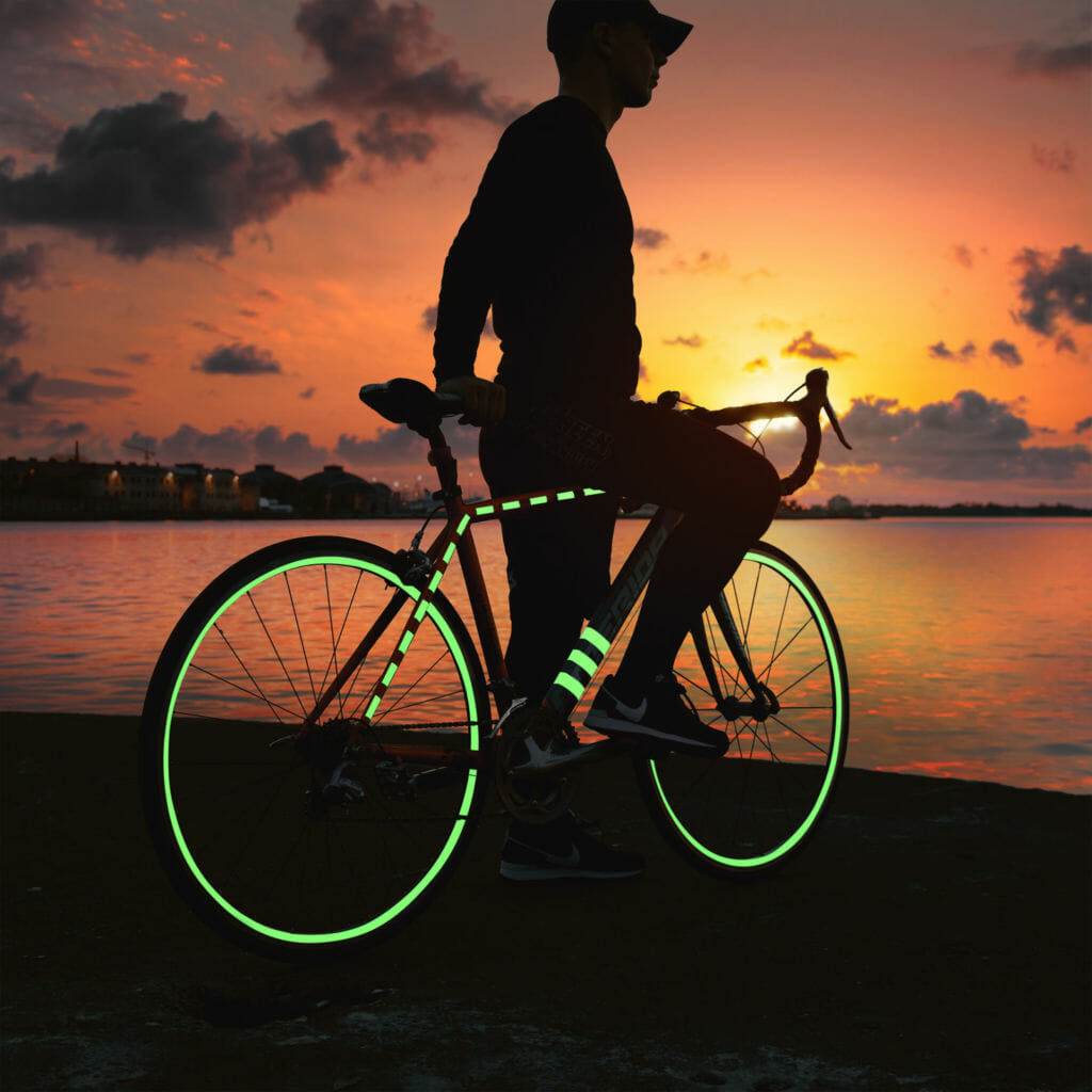 Glow tape on bike